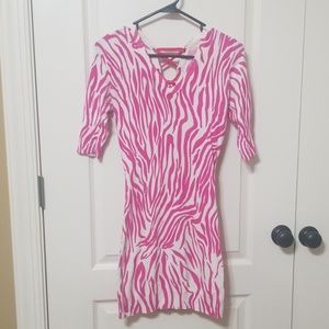 Pink and white zebra striped dress